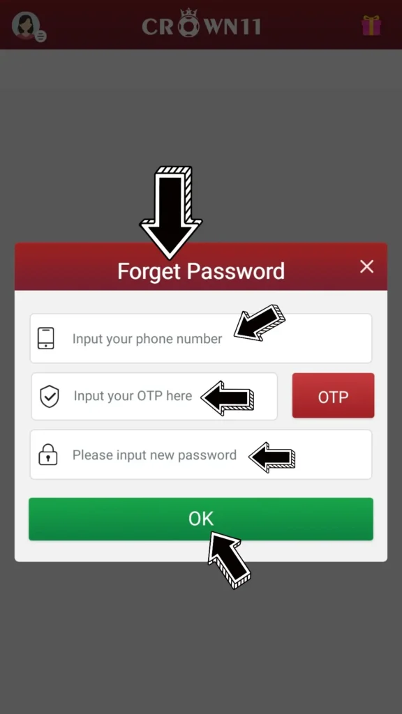 Crown 11 Forget Password